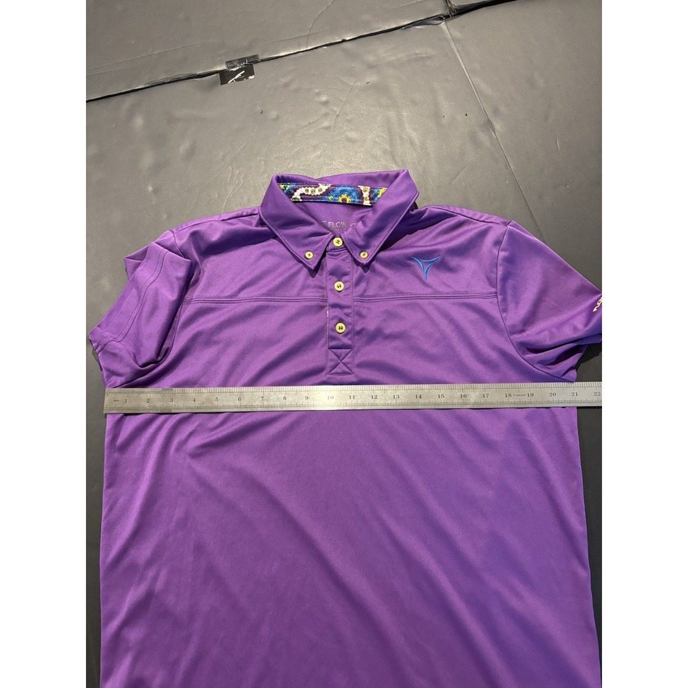 FlowGolf Men's Performance Golf Polo Shirt with Paisley Pattern Collar Detail - Picture 10 of 10